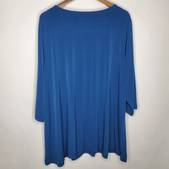 Susan Graver Womens Modern Essentials Liquid Knit A Line Tunic Top size 3XP Blue - Picture 4 of 9